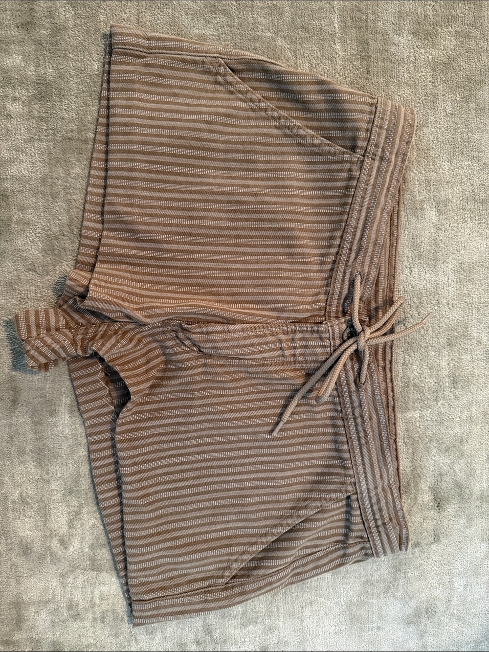 Striped Tan Drawstring Shorts